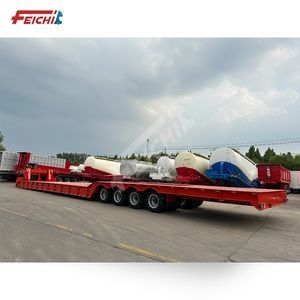 Feichi 2 3 4 Axels 4 Line 8 Axles 10m-18m 50ton 80ton 100ton Lowboy Excavator Transport Semi Trailer Trucks Lowbed Truck Trailers