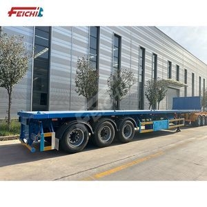 Best Selling Flatbed Trailer 3 Axle 20 FT 40 FT Flat Bed Truck Semi Trailer Blue Color Container Cargo Transport Flatbed Semi Trailer