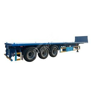 3/4 Axle Flat Bed Truck Semi Trailer Blue Color Tanzania 40 Tons 60 Tons Container Transportation Support Customization Flat Semi-Trailer