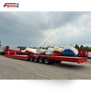 Feichi 2 3 4 Axels 4 Line 8 Axles 10m-18m 50ton 80ton 100ton Lowboy Excavator Transport Semi Trailer Trucks Lowbed Truck Trailers
